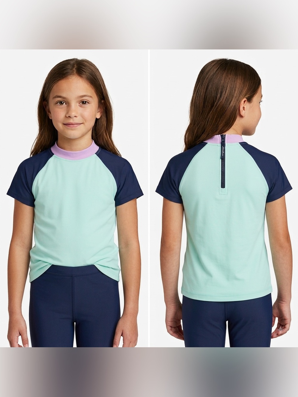 Eddie Bauer Kids Colorblock Short Sleeve Rash Guard Swim Shirt Size M (10/12)